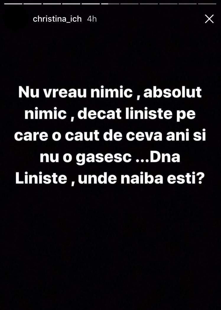 FOTO / Nu-şi găseşte liniştea! Cristina Ich vorbeşte despre depresie