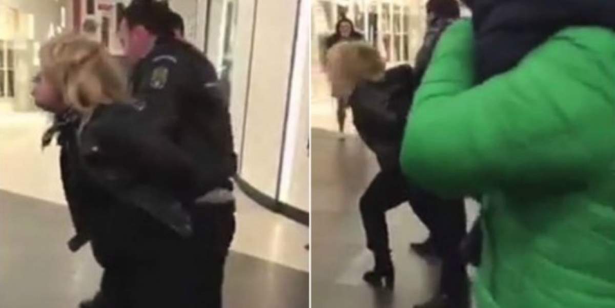 VIDEO / Mama încătuşată în mall contraatacă! "Mi-au spus taci, fă, din gură, m-au scuipat şi m-au dat cu capul de geam"