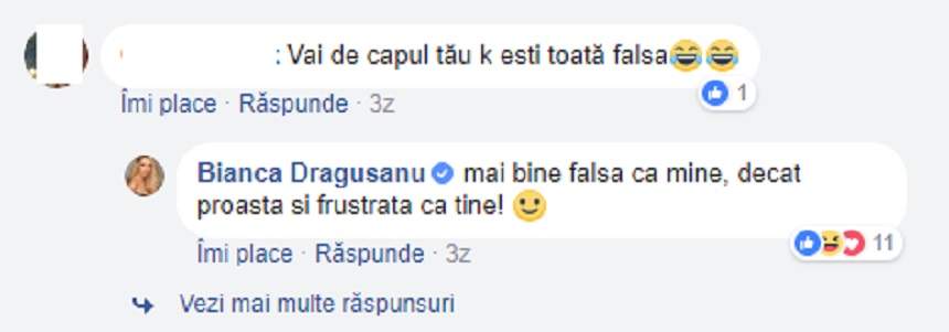 „Vai de capul tău că eşti toată falsă!” Bianca Drăguşanu s-a enervat la culme şi a pus-o imediat la punct pe tânăra răutăcioasă