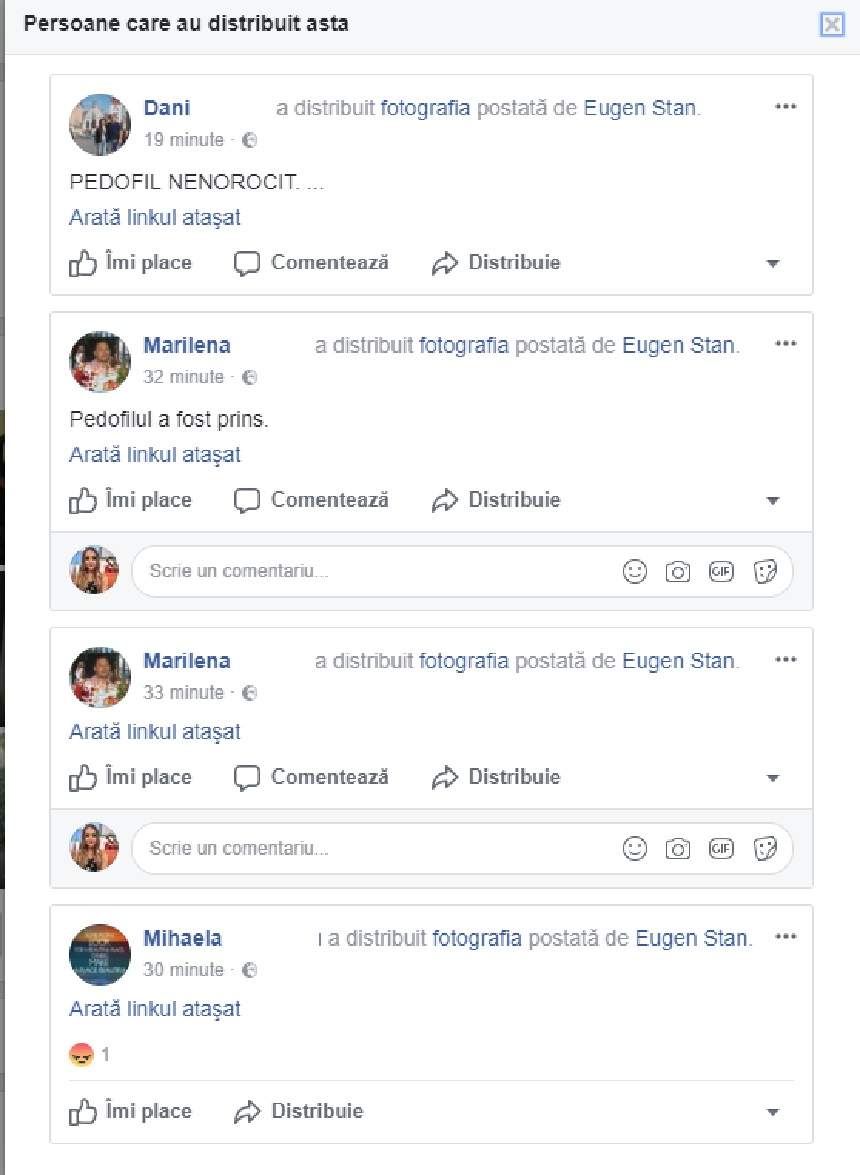 FOTO / Ce a apărut pe pagina lui Eugen Stan, "poliţistul pedofil", la scurt timp după ce a fost prins