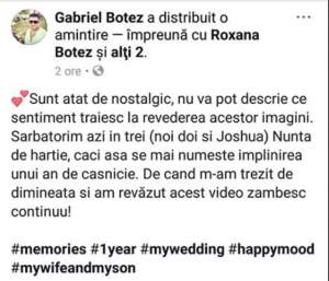 La mai bine de două luni de la scandalul cu soţia, Gabi Botez de la MPFM îi declară dragostea Roxanei: "Sunt atât de nostalgic"