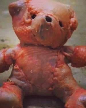 FOTO / Ursuleț împodobit cu carne de curcan, vândut ca preparat culinar. Cum arată jucăria care a terorizat internetul