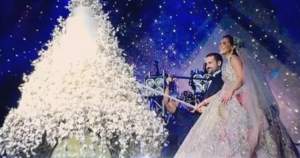 VIDEO / Nuntă ca în povești, în Liban. Mirii au uimit toți invitații cu ținute luxoase și restaurant de 7 stele!