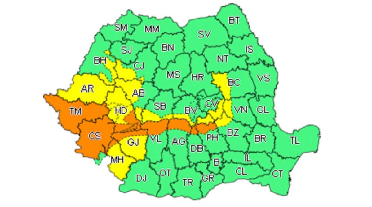 UPDATE: Alertă meteo! Meteorologii au prelungit codul galben și portocaliu de precipitații mixte