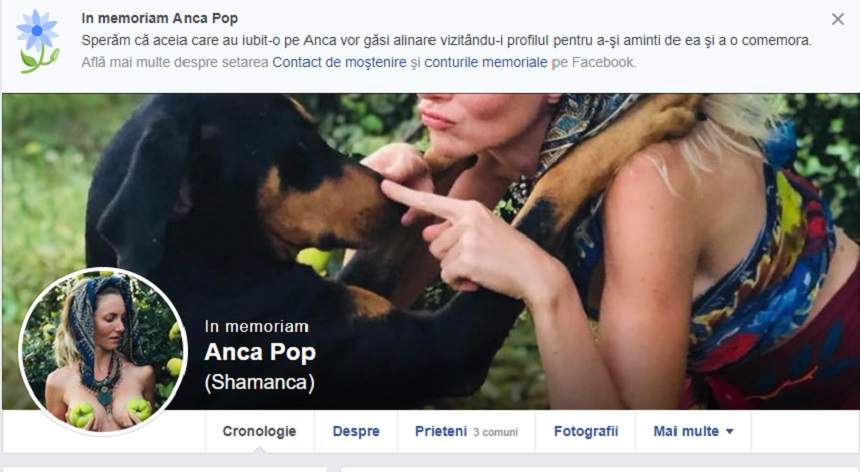 Ce s-a întâmplat cu pagina Ancăi Pop, la o zi după ce s-a aflat că a murit