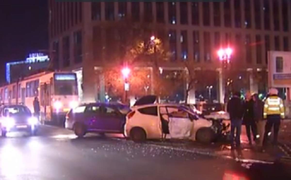 VIDEO / Carambol cu trei mașini în centrul Capitalei. Trafic îngreunat timp de două ore