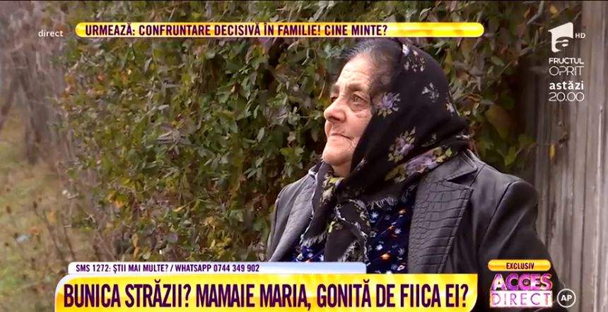 VIDEO / Dată afară de propria fiică, în prag de Crăciun. Bătrâna de 87 de ani a rămas pe drumuri. "Îmi vine să mor"