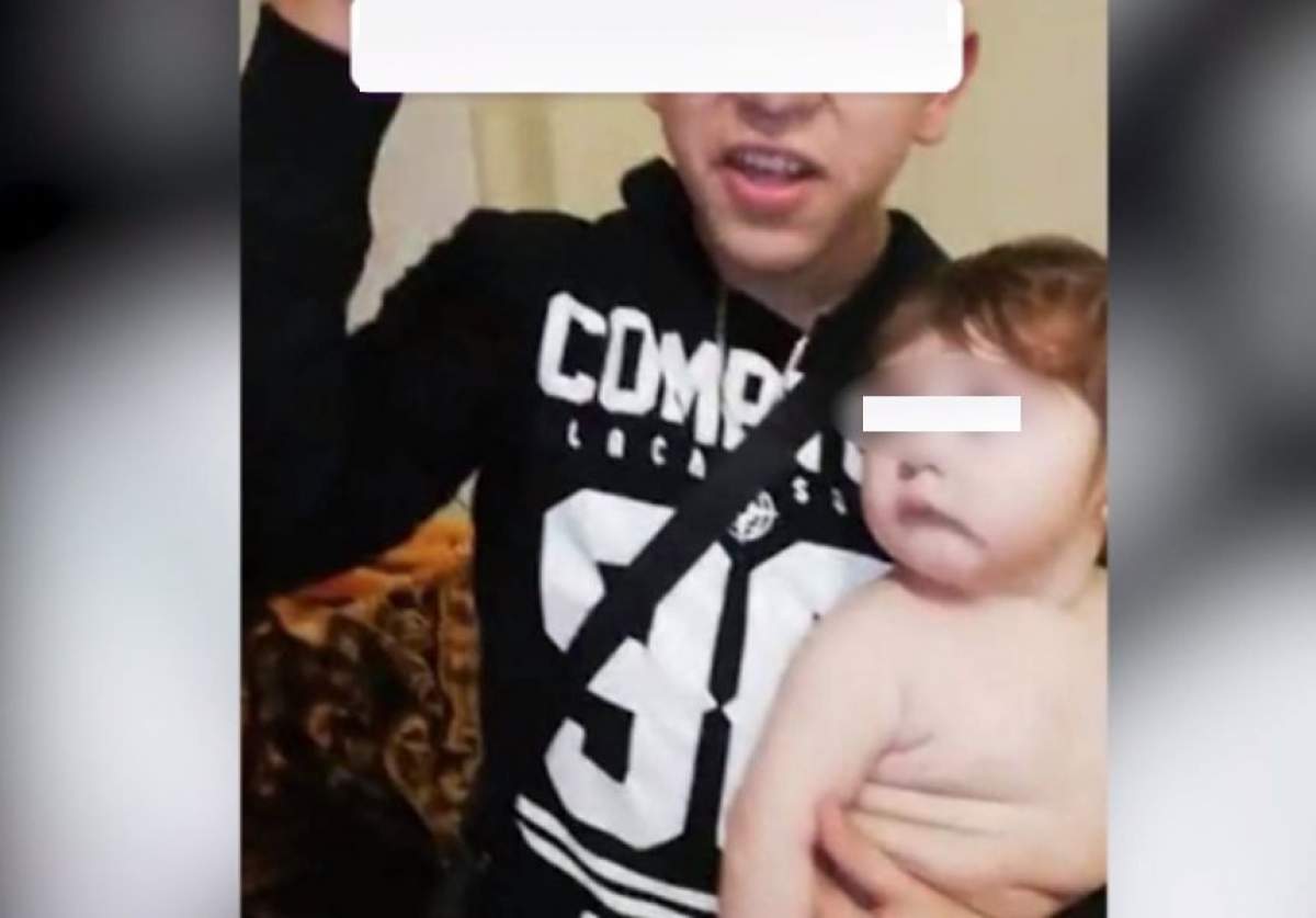 VIDEO / Imagini terifiante cu momentul în care un tânăr îşi ameninţă nepoţelul de trei ani cu un cuţit