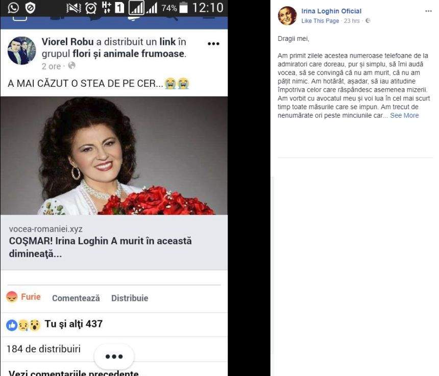 Irina Loghin, foc şi pară după ce s-a scris că a murit. Artista a luat o decizie categorică