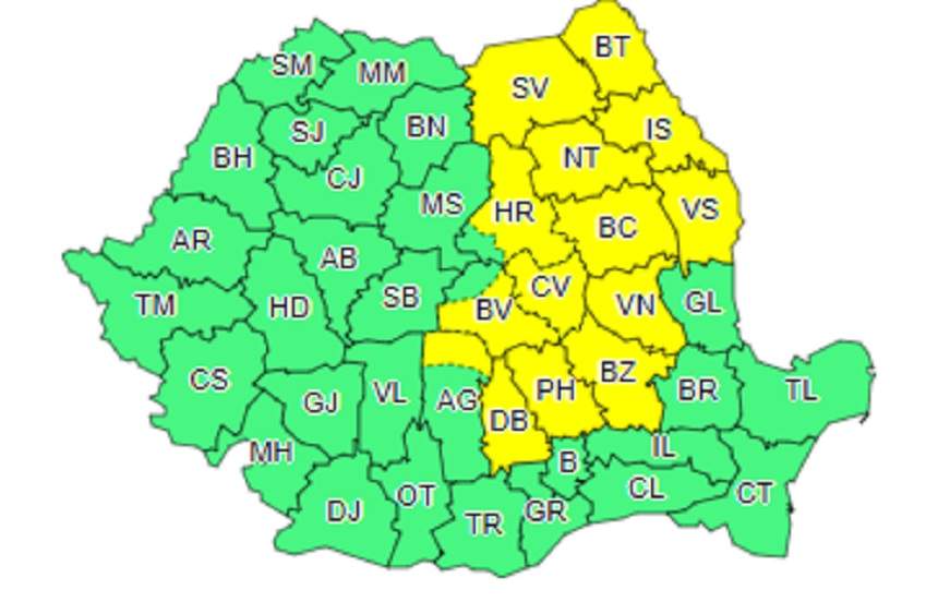 FOTO / Informare meteo COD GALBEN de ninsori abundente şi viscolite până joi