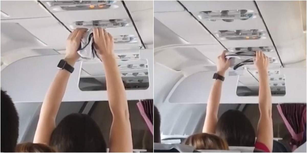 VIDEO VIRAL / O tânără şi-a uscat chiloţii în avion! Modul ingenios la care a apelat i-a lăsat pe pasageri muţi