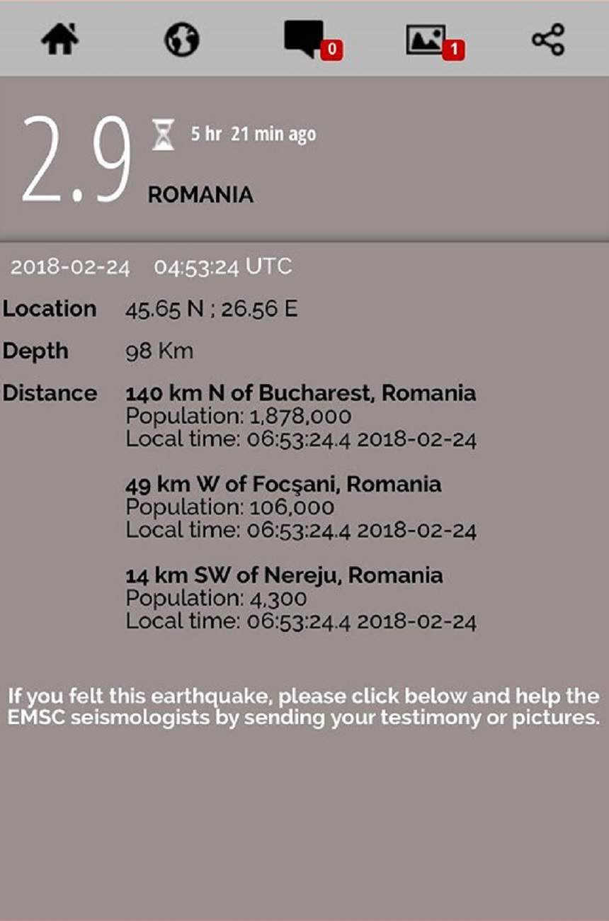 Cutremur în urmă cu puţin timp, în România! Câte grade a avut seismul