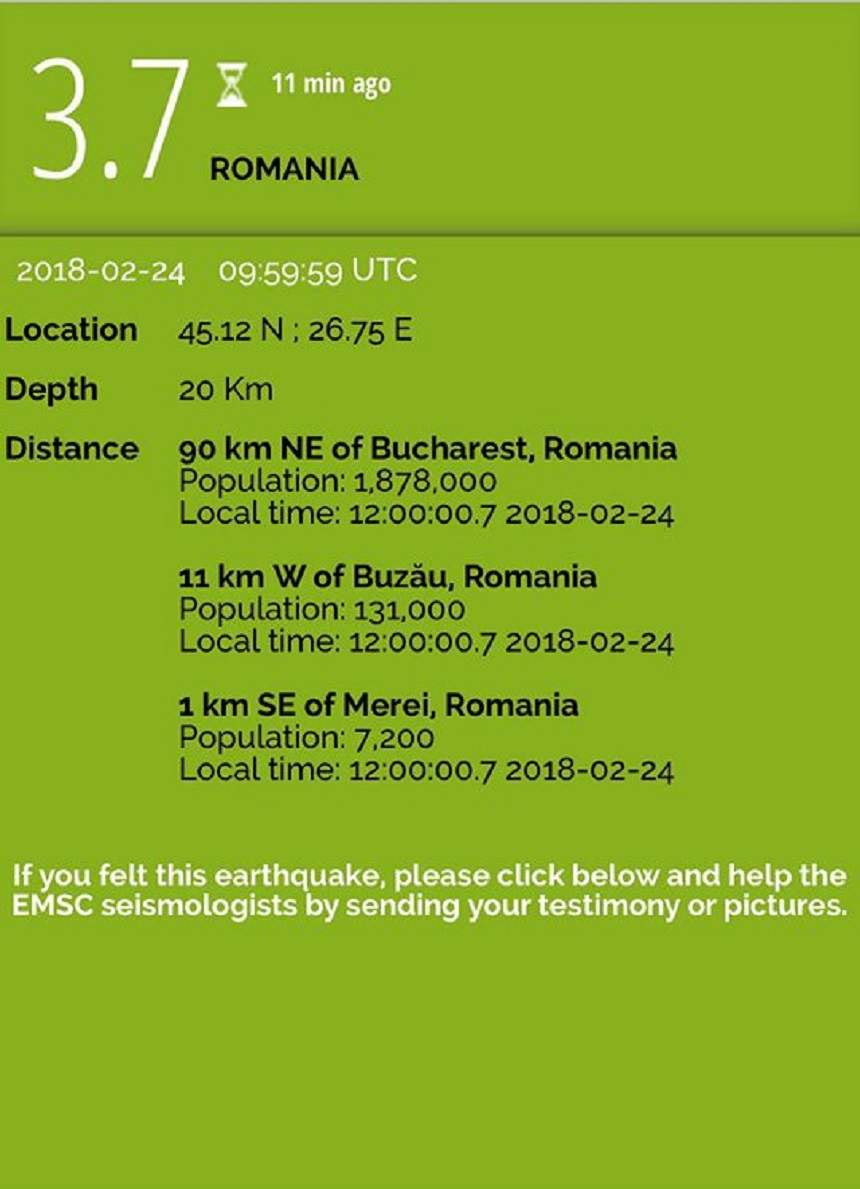 Cutremur în urmă cu puţin timp, în România! Câte grade a avut seismul