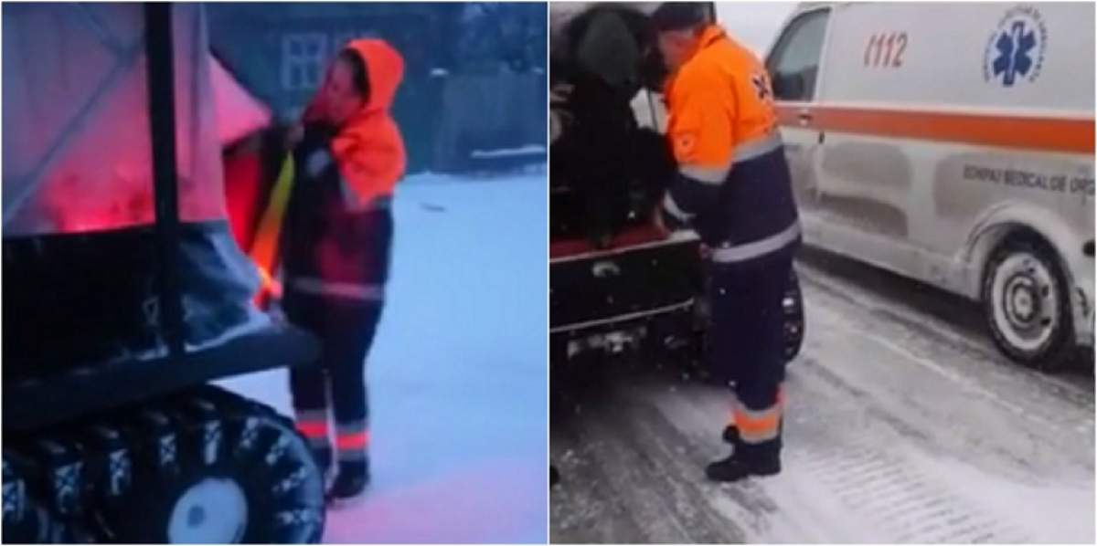 VIDEO / Iarna face ravagii! O ambulanţă cu doi copii a fost blocată 5 ore în nămeţi