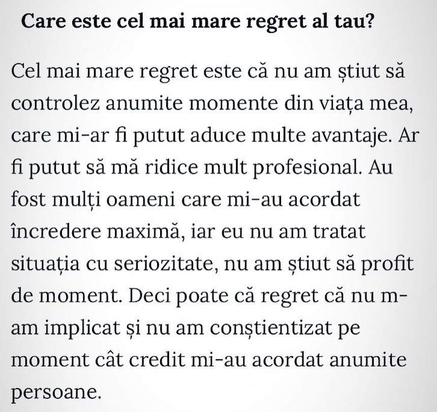 Şi divele au regrete. Daniela Crudu face orice să nu mai repete greşeala care i-a dat viaţa peste cap