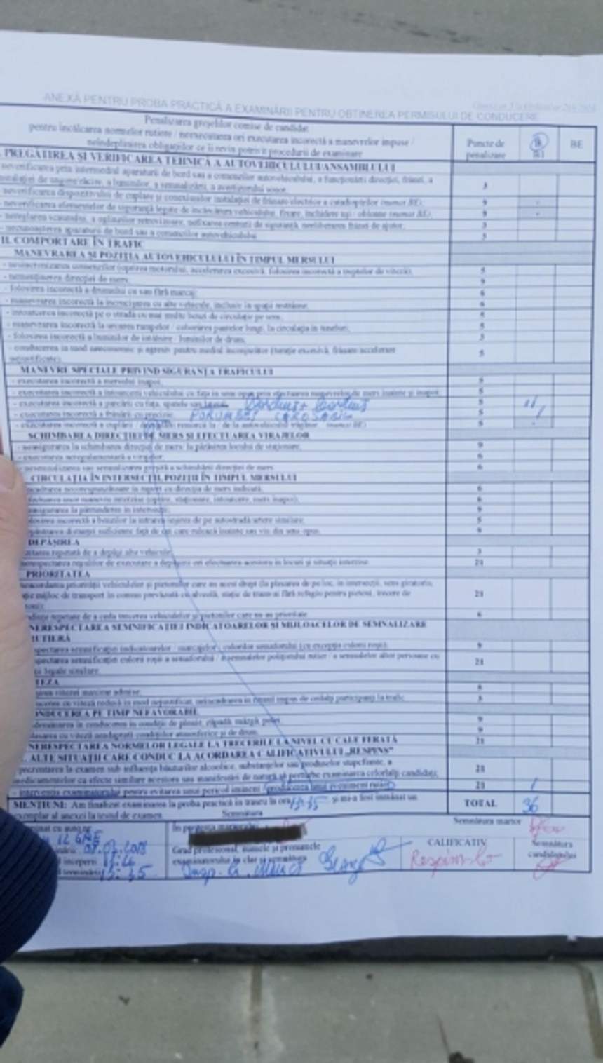 FOTO / Nu, nu e glumă! O tânără din Făgăraş a picat examenul auto pentru că nu a acordat prioritate unui porumbel