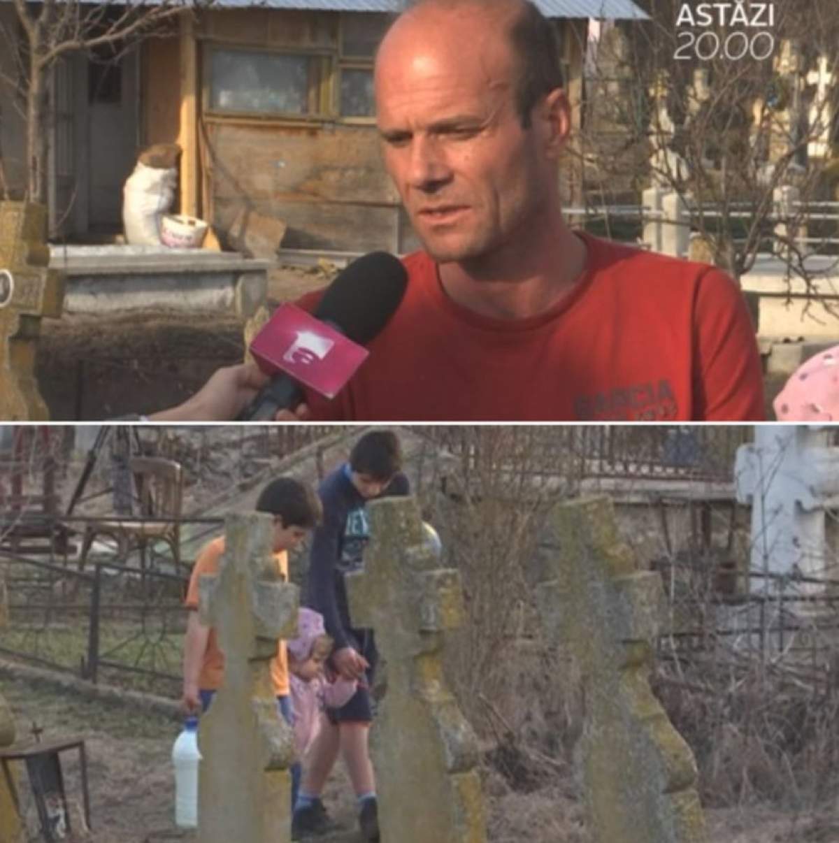 VIDEO / Fără copilărie! Trei micuţi trăiesc în cimitir, crescuţi de un tată bolnav. Mama i-a abandonat şi doarme în braţele amantului