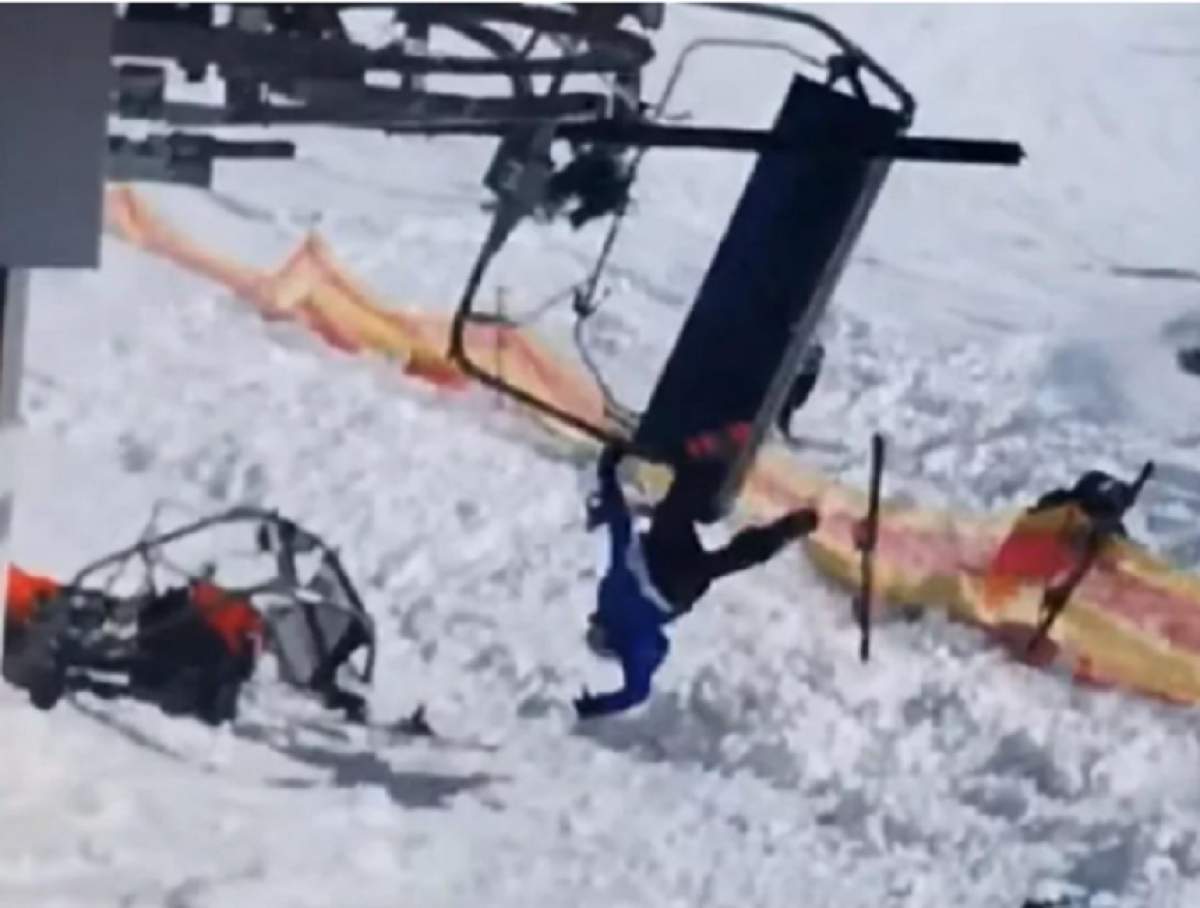 VIDEO / Turişti, aruncaţi cu violenţă din teleski! Scene şocante, surprinse într-o staţiune montană