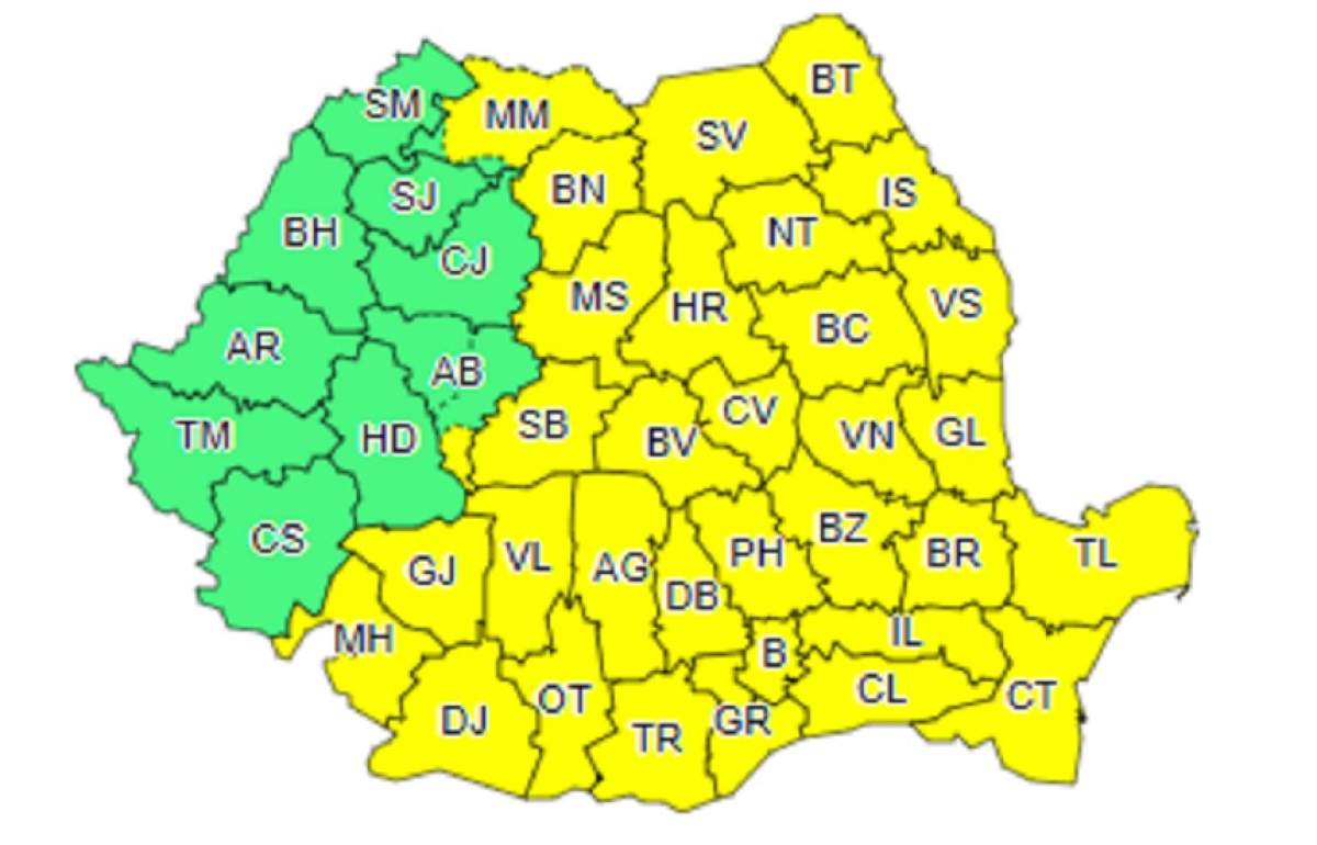 UPDATE: Cod galben de ploaie, lapoviţă şi  ninsoare pentru mai mult de jumătate din ţară! Unde se va forma polei