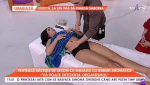 VIDEO / Raluca Dumitru, ipostază hot, în direct la "Star Matinal". Asistenta TV a fost răsfățată cu un masaj terapeutic