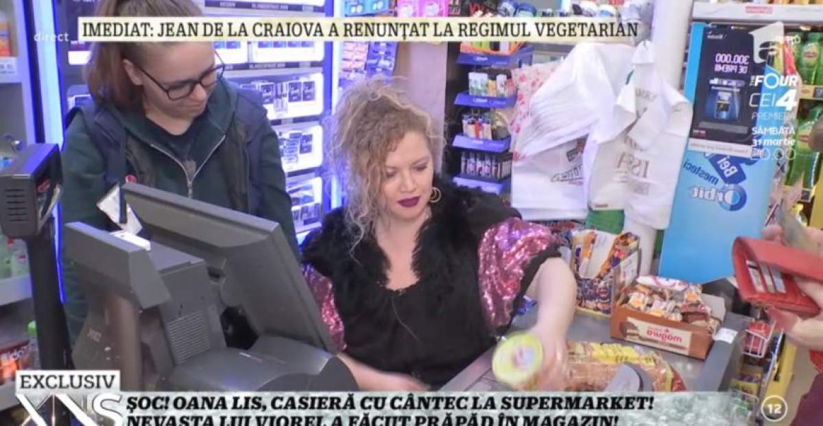 VIDEO / Oana Lis, casieriţă în supermarket. Viorel Lis a pus piciorul în prag şi şi-a trimis soţia la muncă