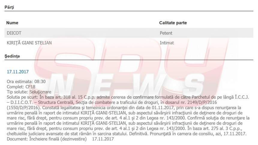 De ce l-au protejat procurorii DIICOT pe Giani Kiriţă, în scandalul drogurilor! Document exploziv