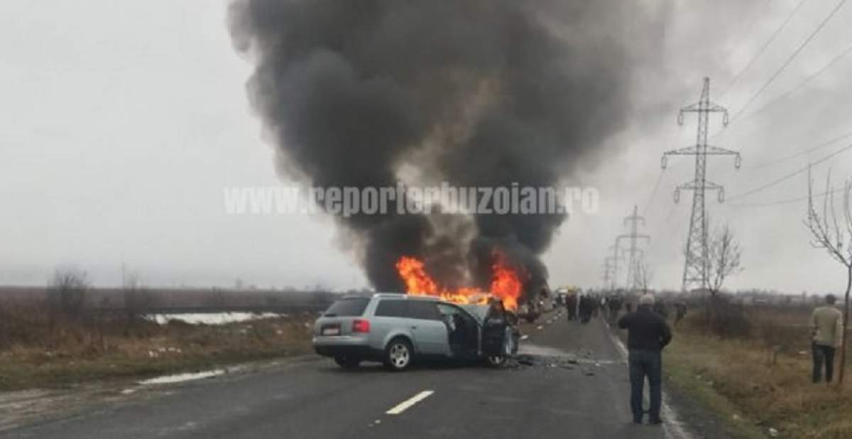 Scene cutremurătoare pe DN 10! Doi oameni au ars de vii în urma unui accident rutier