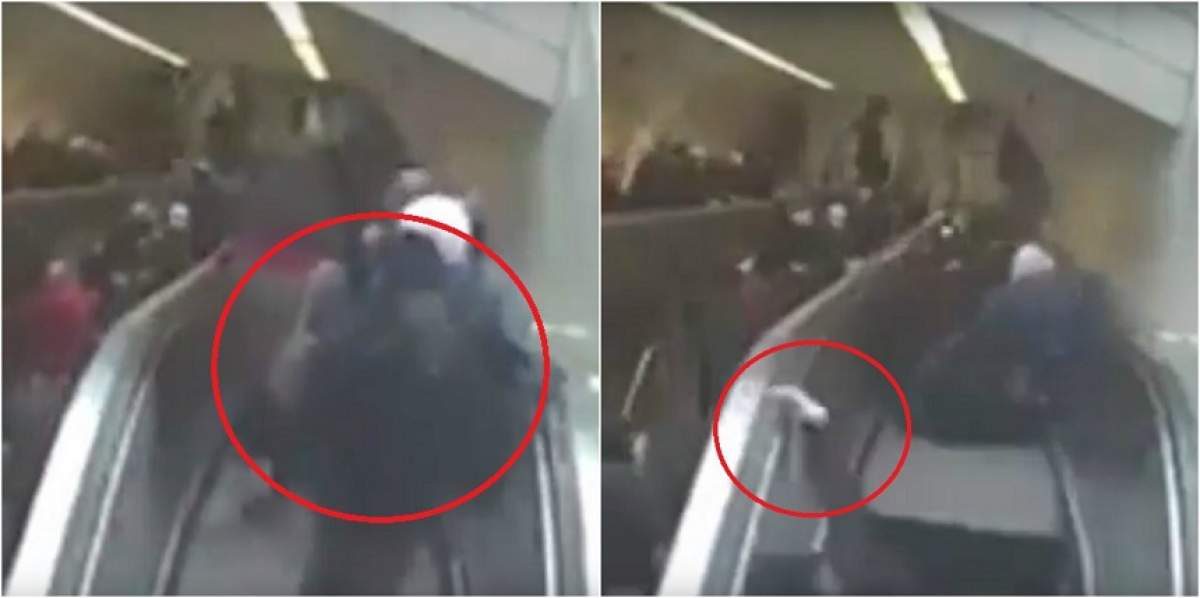 VIDEO / Teroare la un metrou! Un bărbat a fost înghiţit de scările rulante, iar alţi zeci de oameni au căzut