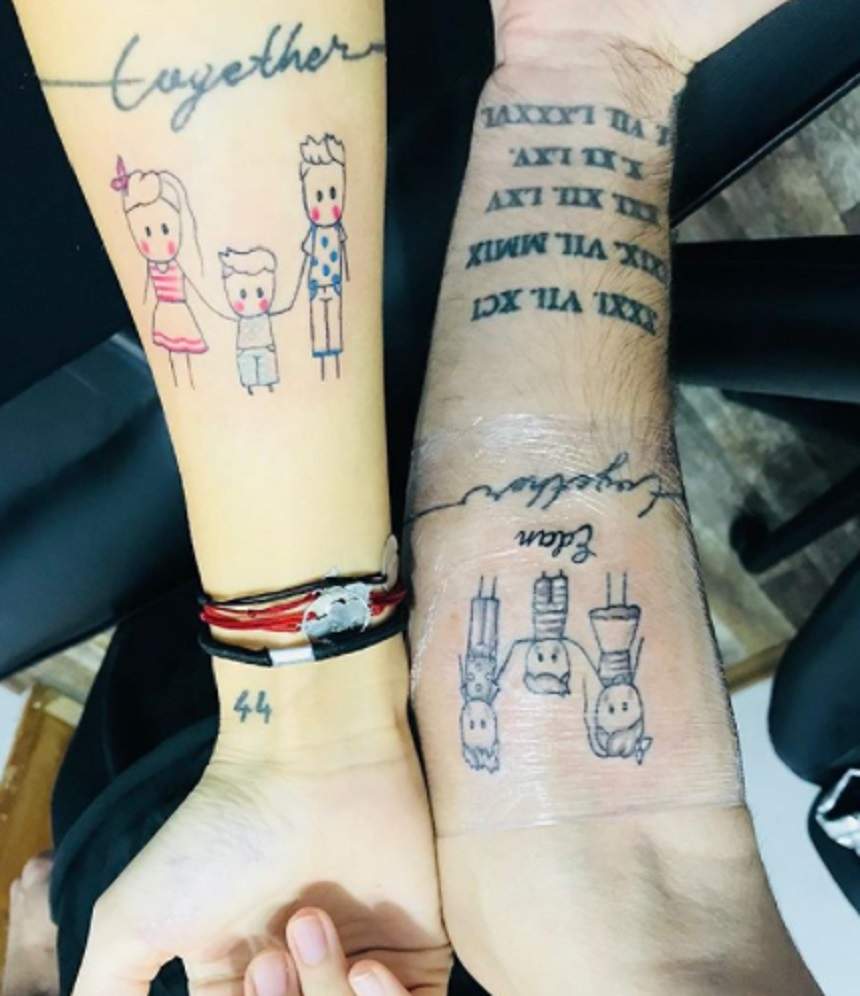 FOTO / Lena și Gabi Enache s-au tatuat la fel: ”Portret de familie”