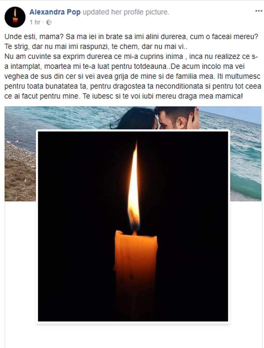 FOTO / Mesajul sfâşietor postat de fiica barmaniţei din Satu Mare, după ce femeia a fost omorâtă: "Unde eşti, mamă, să mă iei în braţe?"