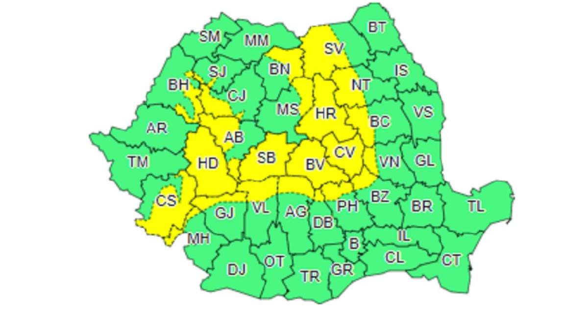 UPDATE: Codul galben de ploaie, lapoviţă şi ninsoare a fost prelungit! Cod portocaliu de vânt