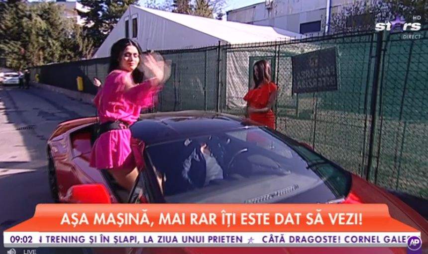 VIDEO / Momente senzaţionale la "Star Matinal". Raluca Dumitru a apărut într-un Lamborghini de 250.000 de euro