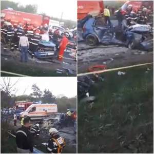 VIDEO / Accident cumplit la Tâncăbeşti! 4 ambulanţe SMURD şi 2 echipaje de descarcerare au intervenit