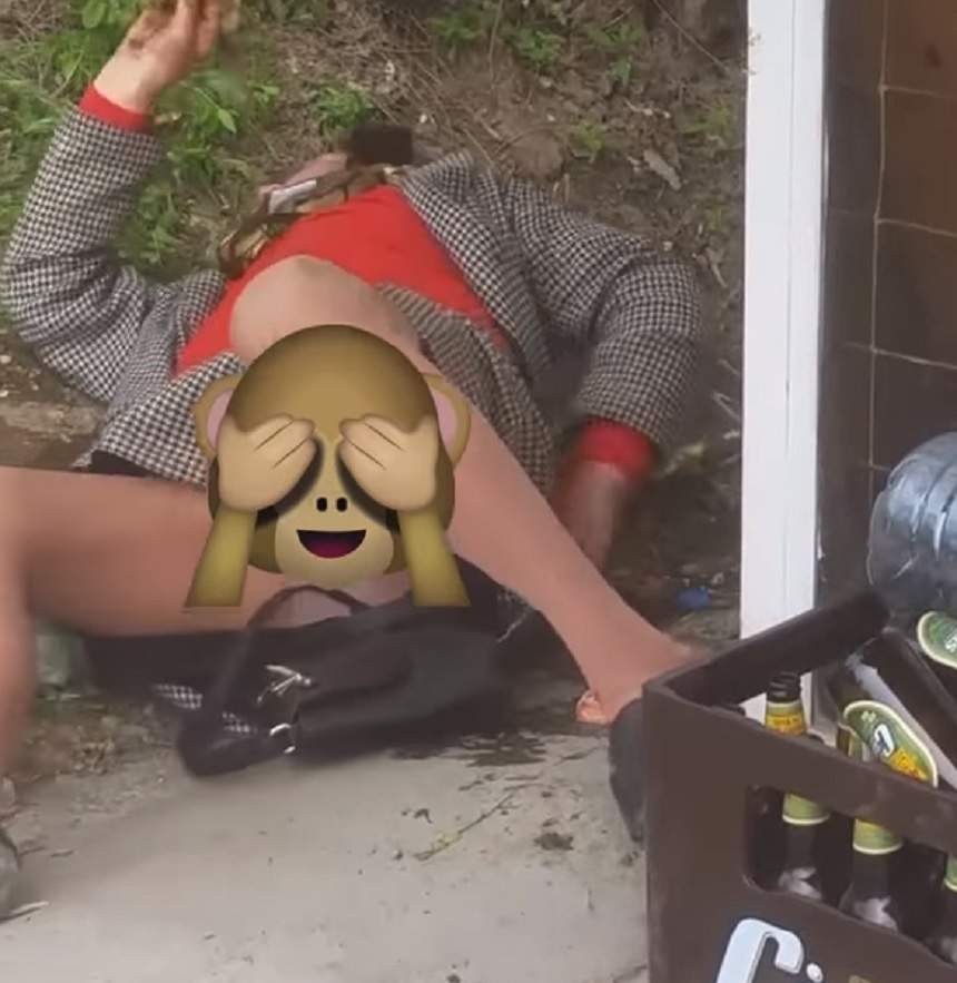 VIDEO / Tragicomedie în Vaslui. O femeie ruptă de beată a „topit” o sticlă de vin imediat. Imaginile au ajuns virale