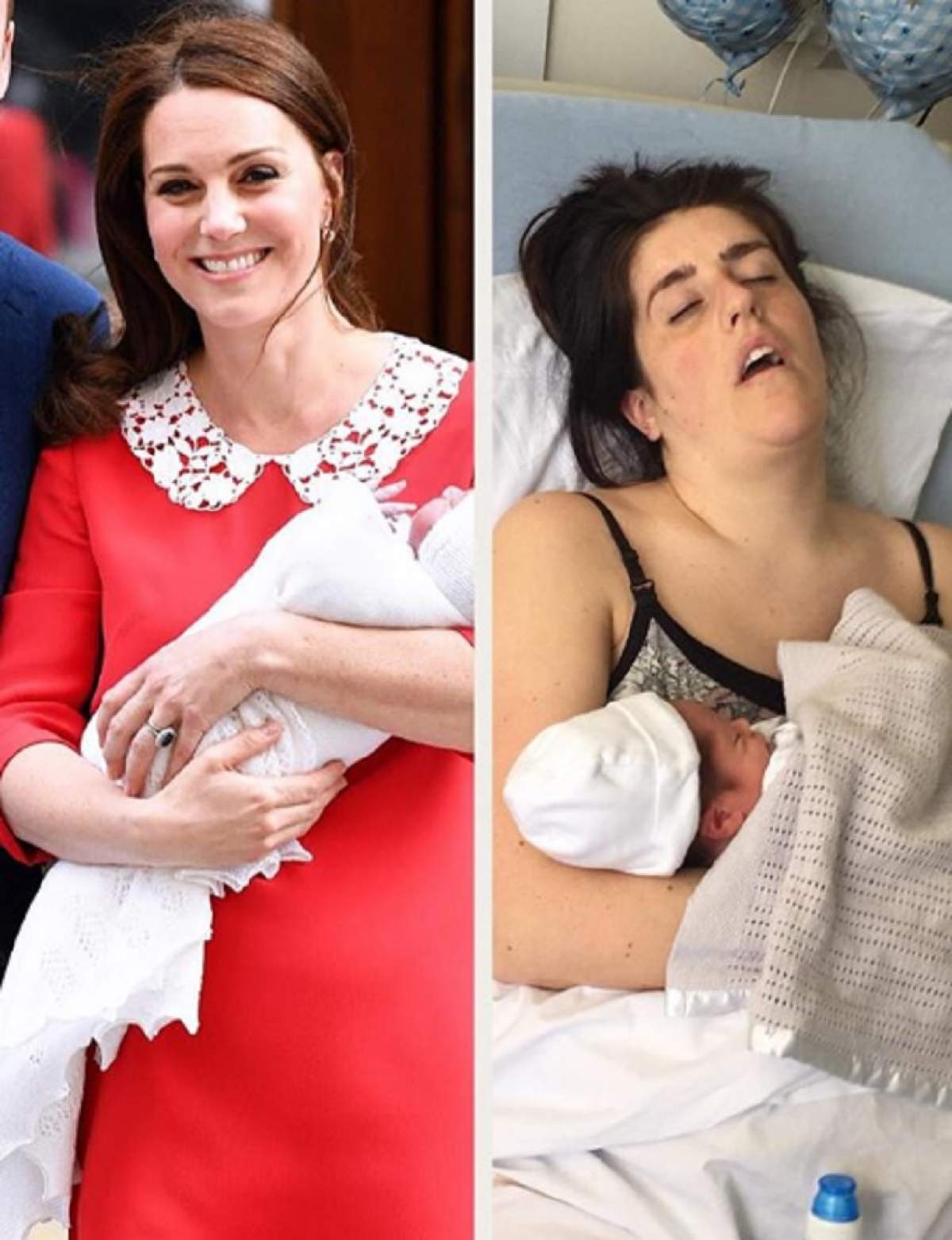 FOTO / Au vrut să arate ca Ducesa de Cambridge, la scurt timp după ce au născut, şi au ajuns virale. Cum s-au fotografiat mămicile