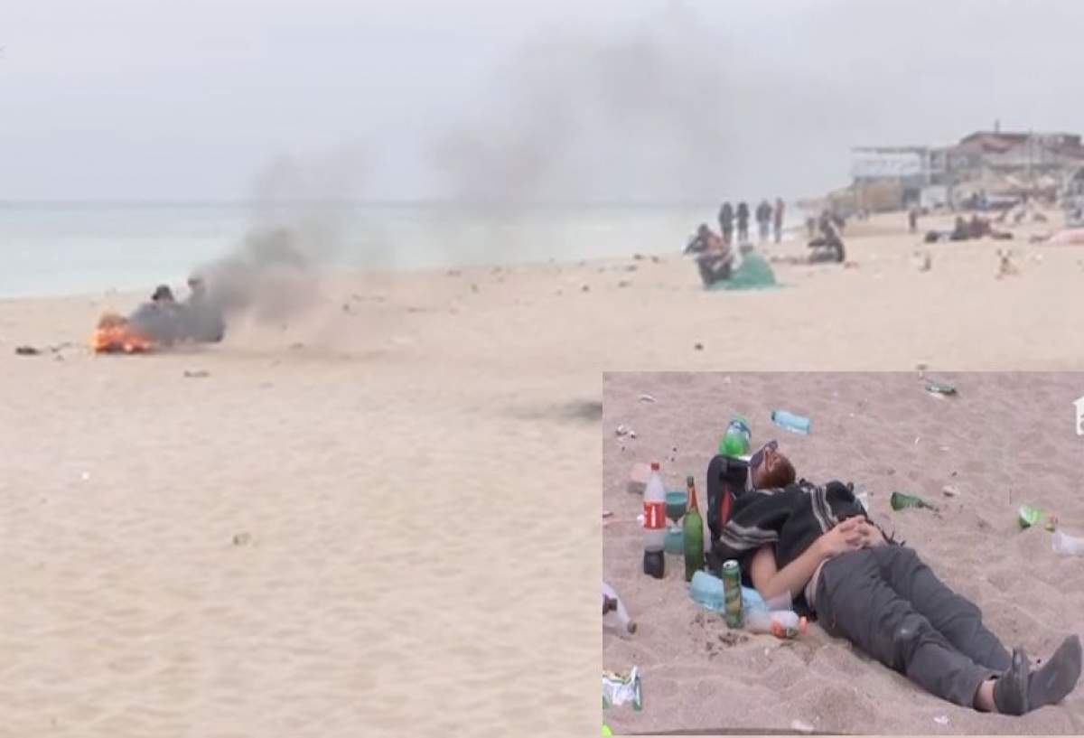 VIDEO / Imagini dezolante la malul mării. Plaja arată ca după război în urma turiștilor care au petrecut în minivacanță