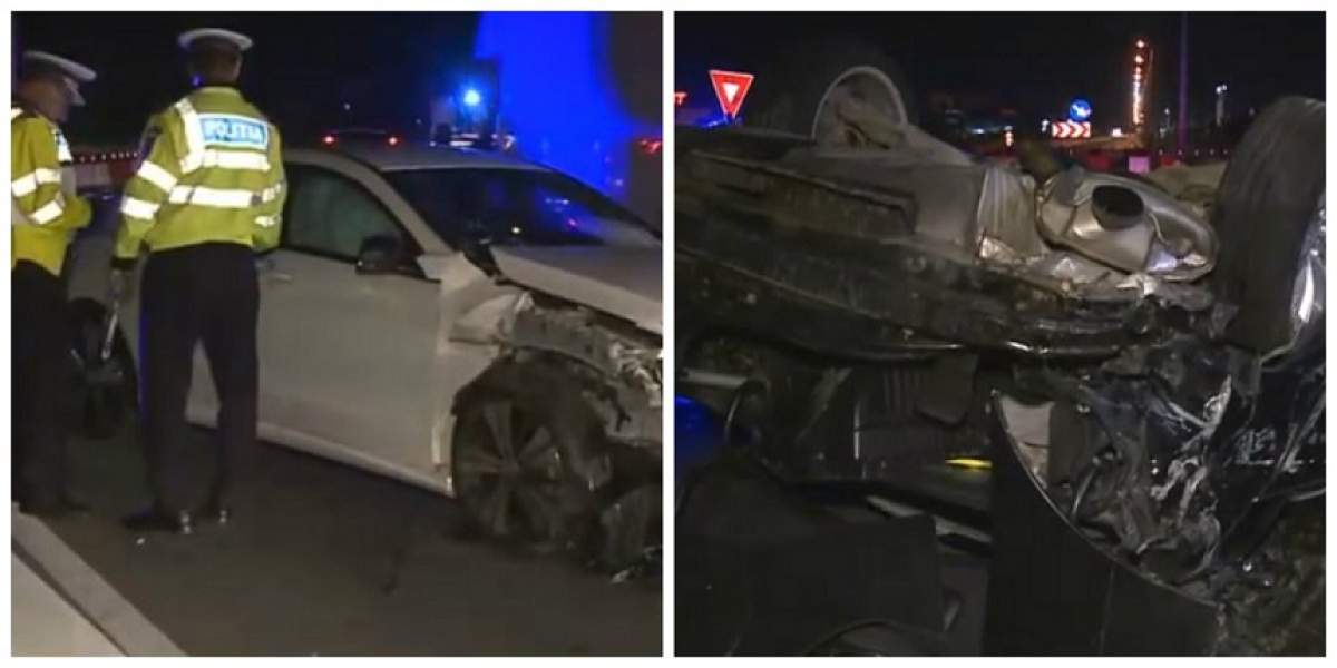 FOTO / Accident grav pe șoseaua de centură a Capitalei. Au fost rănite două persoane, iar șoferul a fugit de la fața locului