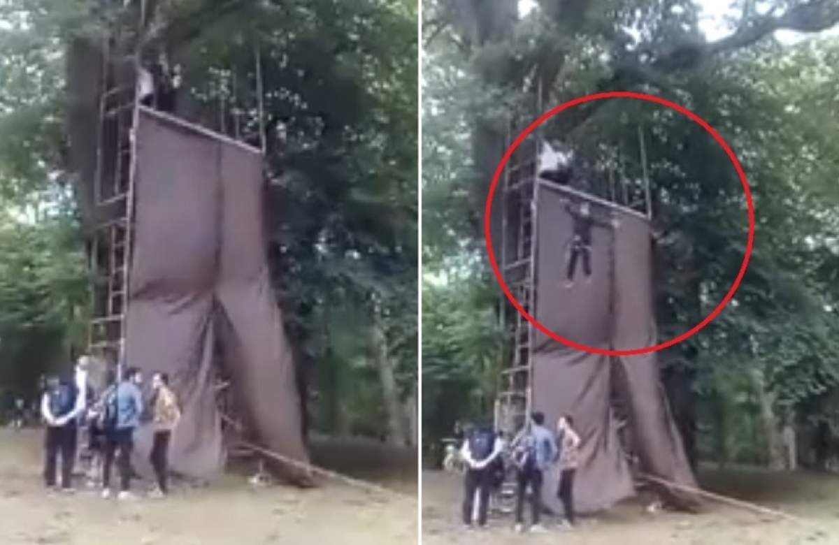 VIDEO / Momentul șocant când un băiețel a căzut 8 metri, după ce s-a rupt tiroliana cu el. Scenele, într-un parc din Craiova
