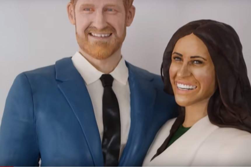 VIDEO / Omagiul inedit adus de o femeie, pentru Prințul Harry și Meghan Markle. Par a fi statui, dar nu sunt!