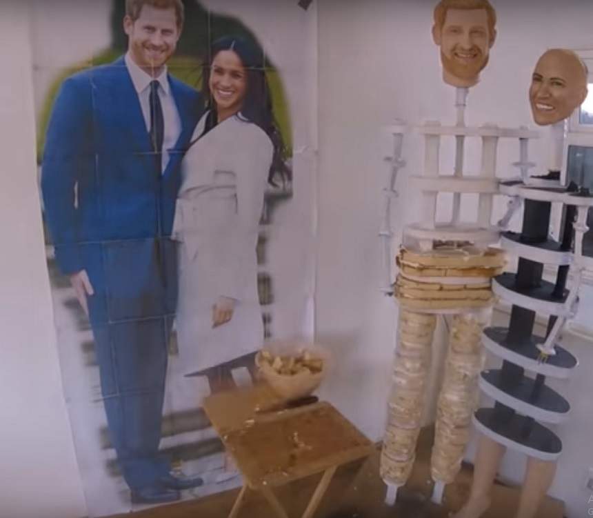 VIDEO / Omagiul inedit adus de o femeie, pentru Prințul Harry și Meghan Markle. Par a fi statui, dar nu sunt!