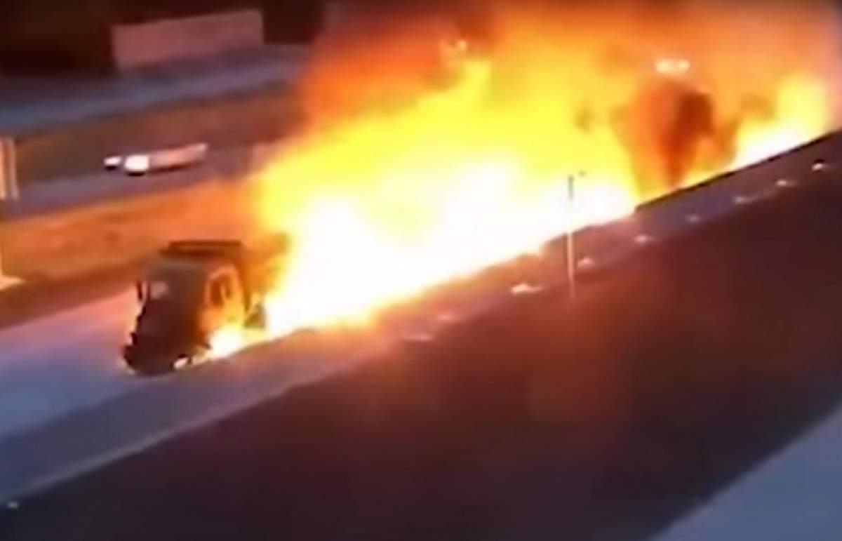 VIDEO / A dat cu spatele pe autostradă şi a provocat un dezastru! Imagini şocante cu momentul impactului
