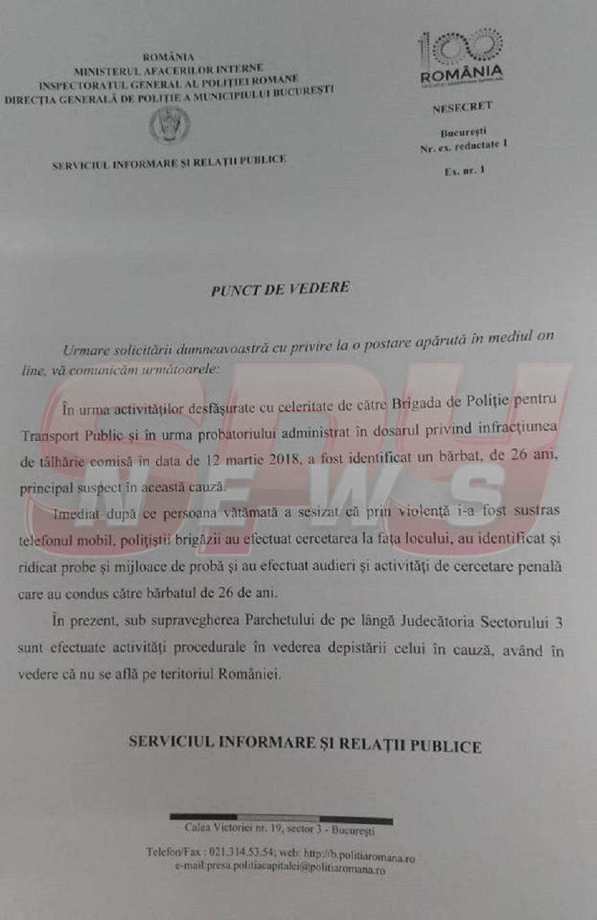 Tânără - tâlhărită în mijlocul Bucureştiului, agresor - în libertate după două luni şi jumătate de la incident! Ce spune Poliţia