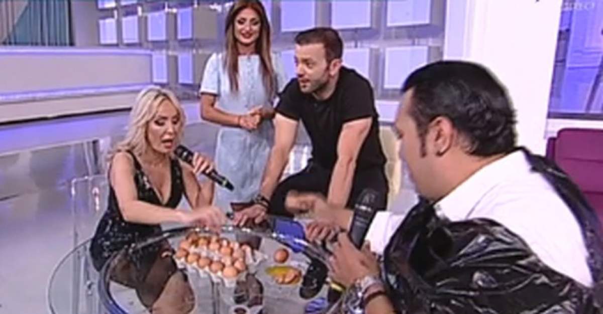 VIDEO / Moment de senzaţie în direct. Daniela Gyorfi şi Asu s-au luat la "trântă" cu ouă