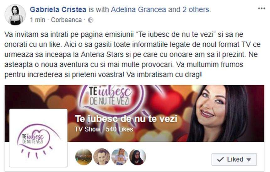 Prima reacţie a Gabrielei Cristea după ce s-a aflat cum se numeşte noua sa emisiune. Vedeta are şi o rugăminte la fani