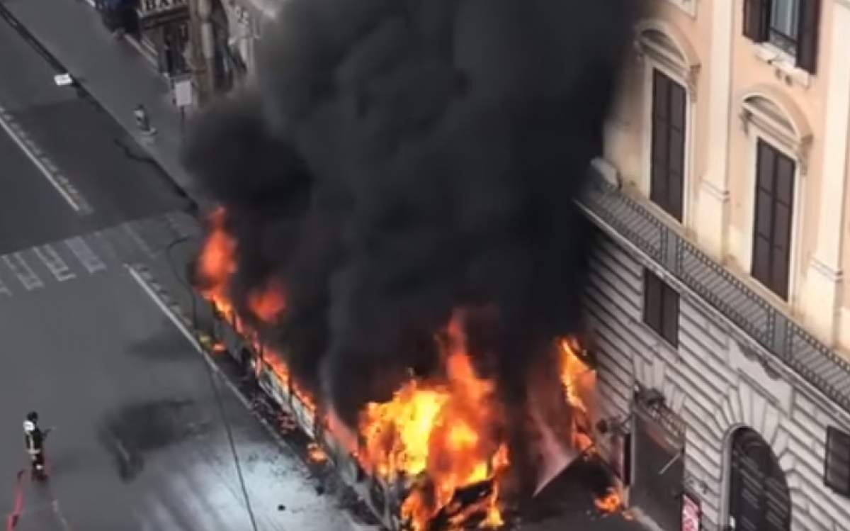 VIDEO / Un autobuz a explodat în centrul Romei! Imagini dramatice