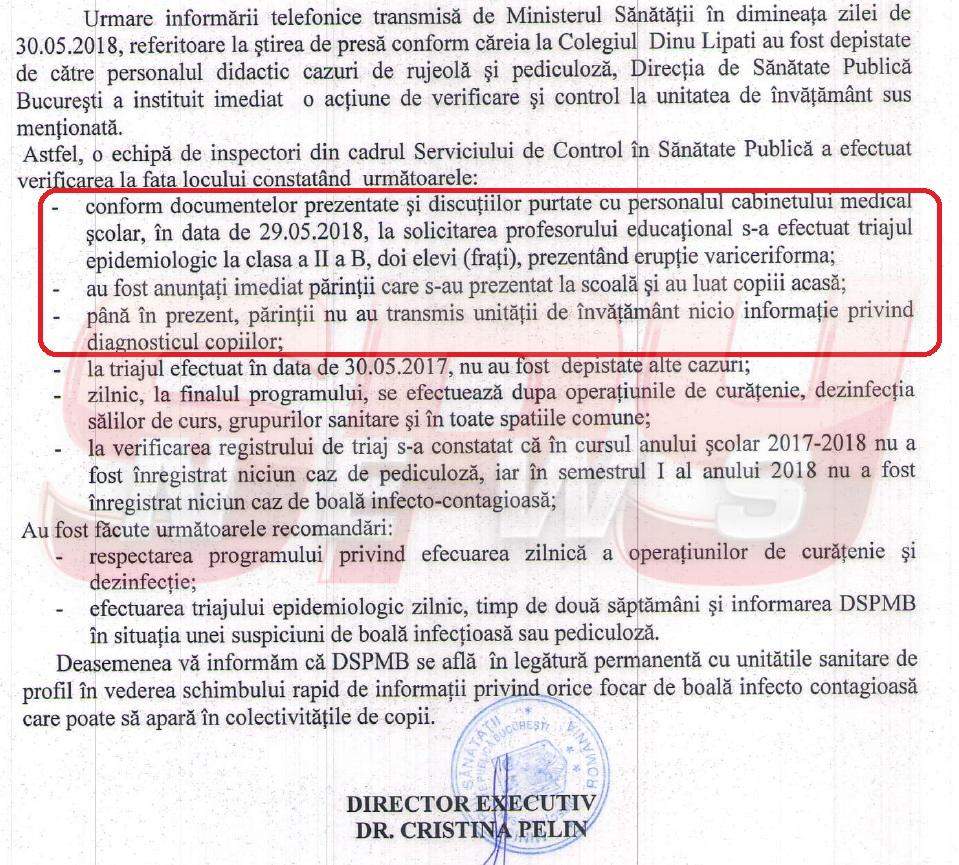 Ce a găsit Ministerul Sănătăţii în clasa fiului Minodorei, în scandalul elevilor bolnavi! Document exploziv