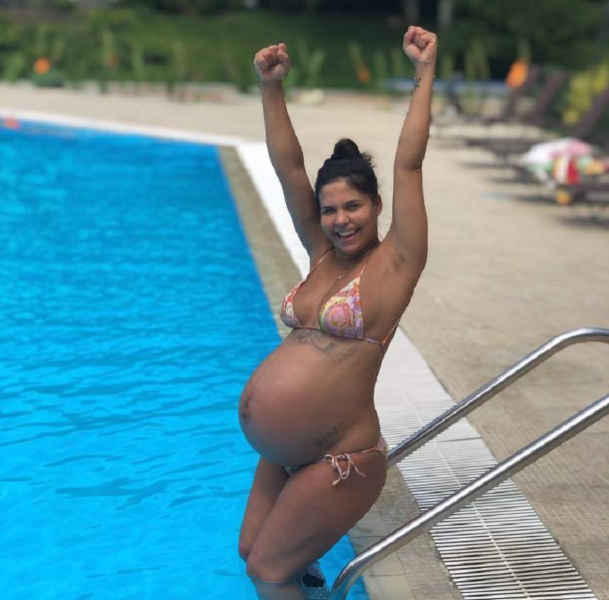 VIDEO / Andreea Popescu, fosta dansatoare a Deliei, activă şi în ultimele zile de sarcină! S-a distrat pe cinste la piscină