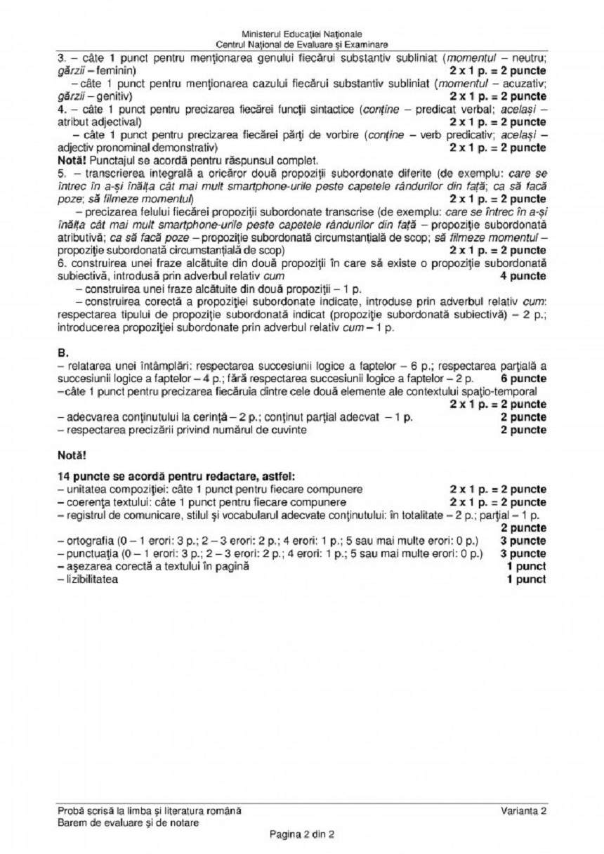 FOTO / Subiecte şi barem Evaluare Naţională 2018 – Limba şi Literatura Română. Ce au avut de rezolvat elevii