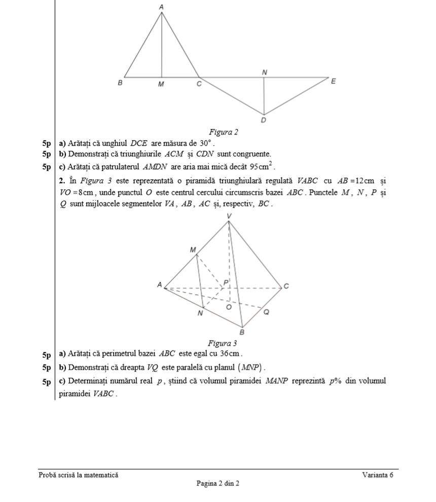 FOTO / Subiecte şi barem Evaluare Naţională 2018 - Matematică. Ce au avut de rezolvat elevii claselor a VIII-a