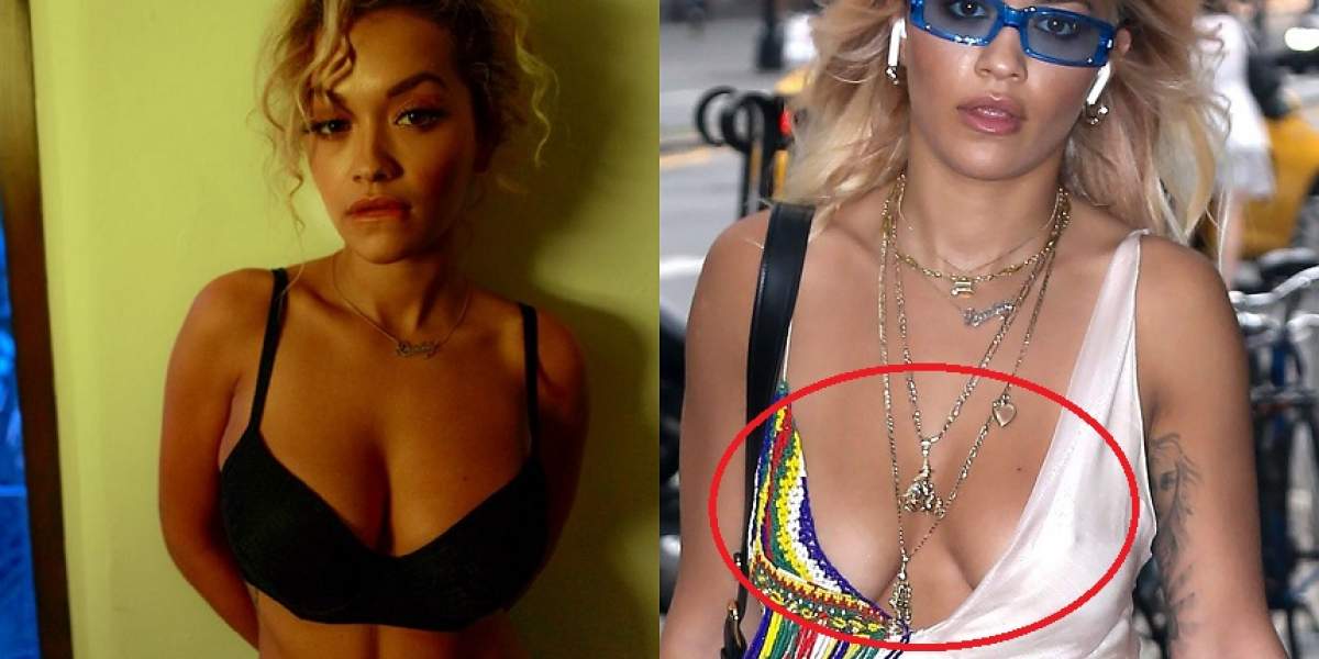 FOTO / Rita Ora și-a "fluturat" sânii lăsați într-o rochie decoltată. Cântăreața pare îmbătrânită cu 10 ani